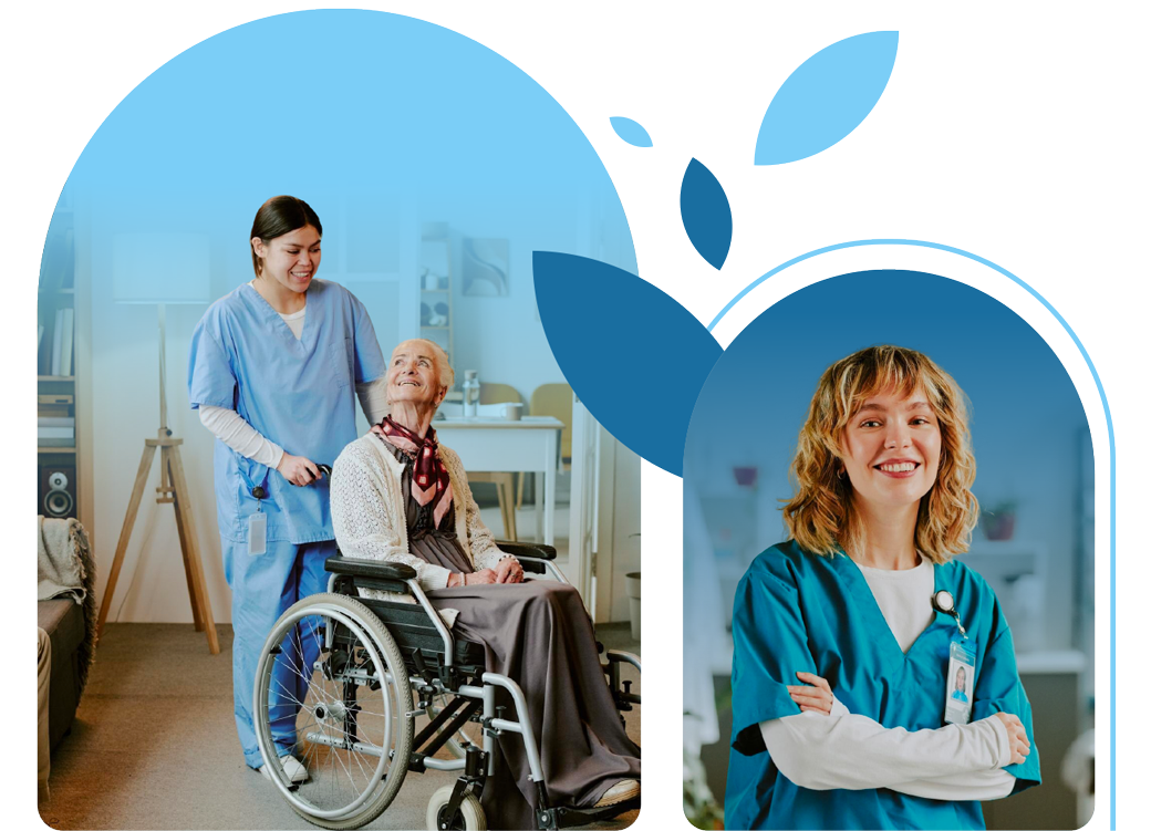 Oakview caregivers with residents